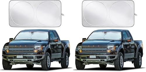 Image of EcoNour Truck Sun Shade for Windshield | Front Truck Window Shade for Maximum UV Rays and Sun Heat Protection | Truck Sun Shield for Breezy Cool Interior | X-Large (69 inches x 35 inches) (Pack of 2)