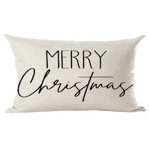 Ramirar Schwarzer Kissenbezug mit Aufschrift 'Merry Christmas',...