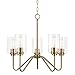 Kira Home Charlotte 21" Modern 5-Light Large Chandelier + Clear Glass Shades, Adjustable Chain, Warm Brass Finish