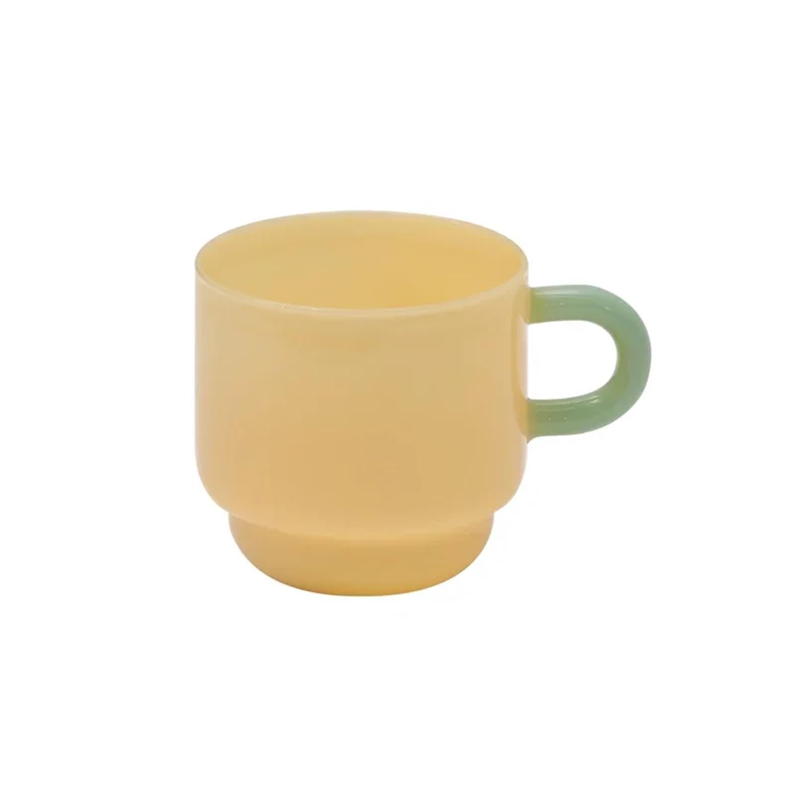 Taza Tea Mugs Jade Mug Retro Green Glass Heat Resistant Tea Cups Glass Coffee Mug Drinkware Drinking Milk Water Coffee Cup 8oz(Ivory)