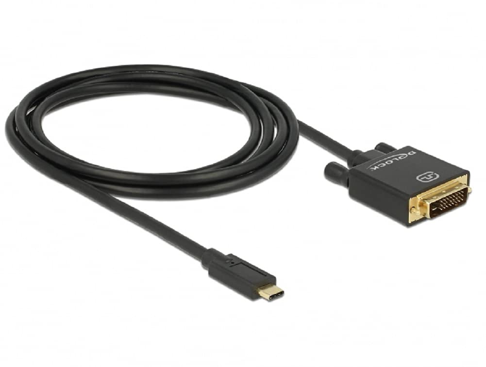 DeLOCK 2m, USB-​C/​DVI 24+​1 Negro - Adaptador para cable (USB-​C/​DVI 24+​1, USB-​C, DVI 24+​1, Male connector / Male connector, 2 m, Negro)