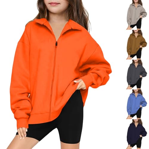 Teens Kids Fluffy Sherpa Fleece Jacket Girls Boys Zipper Fuzzy Fur Thicken Outerwear Casual Fall Winter Warm Trendy Coat3