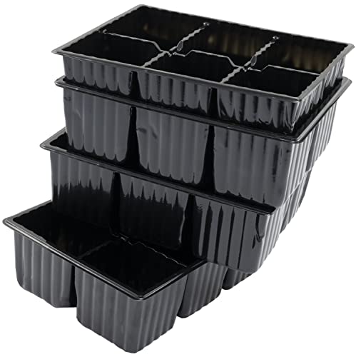 Aerzetix - C63572 - Set di 4 piastre di coltivazione/scatole per piantine x 6 tazze per semi 17.5x13.5x5.5cm riutilizzabili - giardinaggio piantare germinazione verdure trapiantare vasi - in plastica