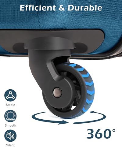 Image of Coolife Luggage Expandable(only 28 inch) Suitcase PC+ABS Spinner Built-in TSA Lock 20in 24in 28in Carry on (Caribbean Blue, M(24in).)
