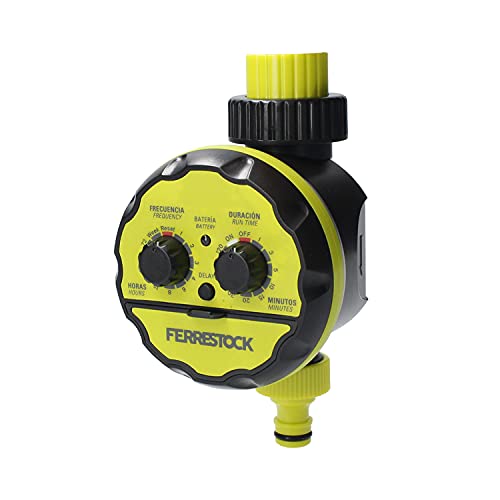 Ferrestock FSKPRO002 programador de riego, regula frecuencia y duración del riego, riego manual,...