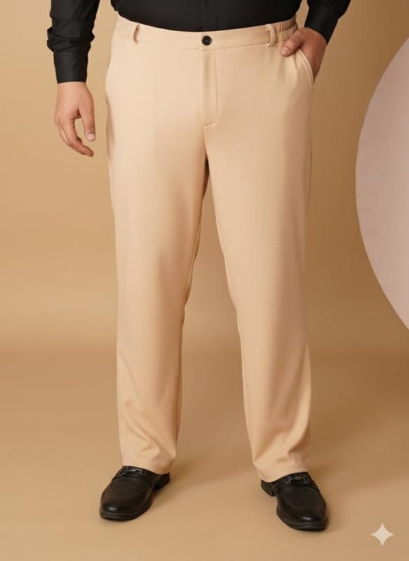 Image of OOMPH! Luxury Lycra Stretchable Formal Pants for Men | Stylish Slim Fit Men's Wear Trousers for Office or Party | Mens Fashion Dress Trouser Pant