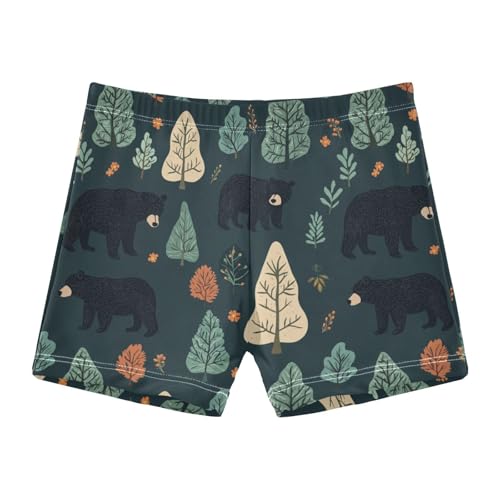 Forest Black Bear Cute Colored Cats Boys Swim Trunks Swimsuits for Toddler Boy Swim Shorts Trunks 3-10T