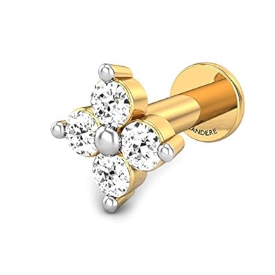 CANDERE – A KALYAN JEWELLERS COMPANY 18K (750) BIS Hallmark Yellow Gold With SI IJ Diamond Nosepin for Women