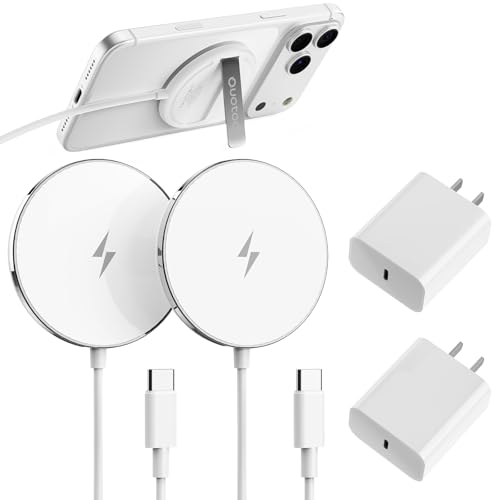 New for 15W MagSafe Charger: Magnetic Wireless Charging Pad for iPhone 17 16 15 14 13 12 Series AirPods 4-2 Pro Strong Magnet with PD20W Charging Block Ultra-Thin Portable(2Pack 5FT)