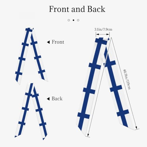 Stylish Silk Feel Bandana for Women,Finland Flag Print Colour Pattern,Narrow Headscarf Simple Designs,Handbag Handle Wrap Ribbon Neckerchief Scarf,Hair Neck Accessory Gifts for Ladies Girls2