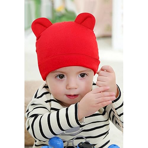8 Pack Newborn Baby Hat with Ears, Unisex Baby Beanie Hat for Baby Girls Boys 0-6 Months4