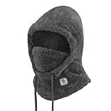 [Qunature] ネックウォーマー レディース フードウォーマー 目出し帽 防寒 保温 フワフワ 裏起毛 軽量 柔らかい 息苦しくない スノーボード スキー 登山 アウトドア スポーツ 冬用(ミドルグレー、M)