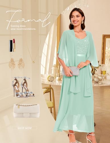 Image of BeryLove Summer Formal Wedding Guest Prom Dresses Sequin Cocktail Evening Lace Elegant Mother of The Bride Dress