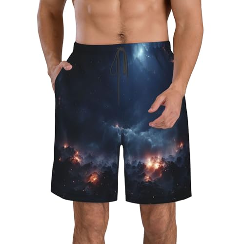 Mountains Covered with Starlight Men's Beach Pants-Quick-Dry & Comfortable Mens Beach Shorts for Men, Perfect for Surfing and Everyday Wear White