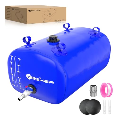 Yesker Portable Water Storage Bladder 30 Gallon Heavy-Duty 1000D PVC Foldable Water Bladder Tank with 3/4 PVC Spigot for Garden Camping & Car Use