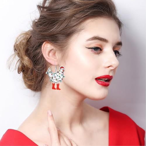 Boucles d'oreilles poulet acrylique légères pour éviter les douleurs aux lobes