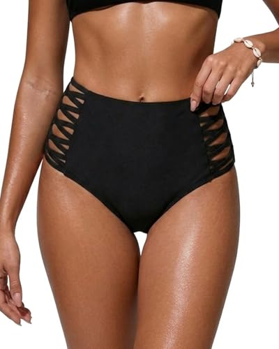 Holipick Women Black High Waisted Bikini Bottoms Tummy...