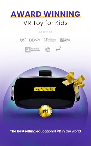 Image of HeroMask VR Headset ＋ Language Games - Gift for Kids 5-12 - 300+ Words, 6 Languages: Spanish, English, Chinese & More | Award-Winning Virtual Reality Educational Toy for Birthday or Christmas