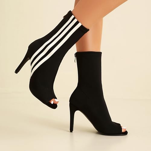 SWDZM Womens Ballroom Dance Shoes Peep Toe Ankle Bootied Lace Up Dance Heels Boots Street Sole3