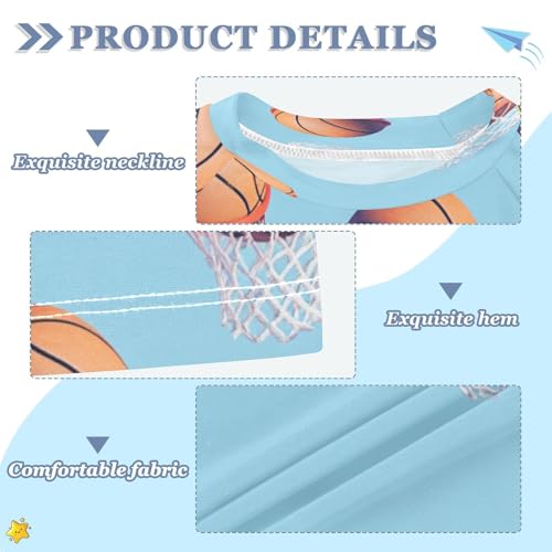 Boys Short Sleeve T-Shirts Basketball Hoop Ball Rashguard Kids Swim Shirts Sun UPF 50+ Multicoloured3