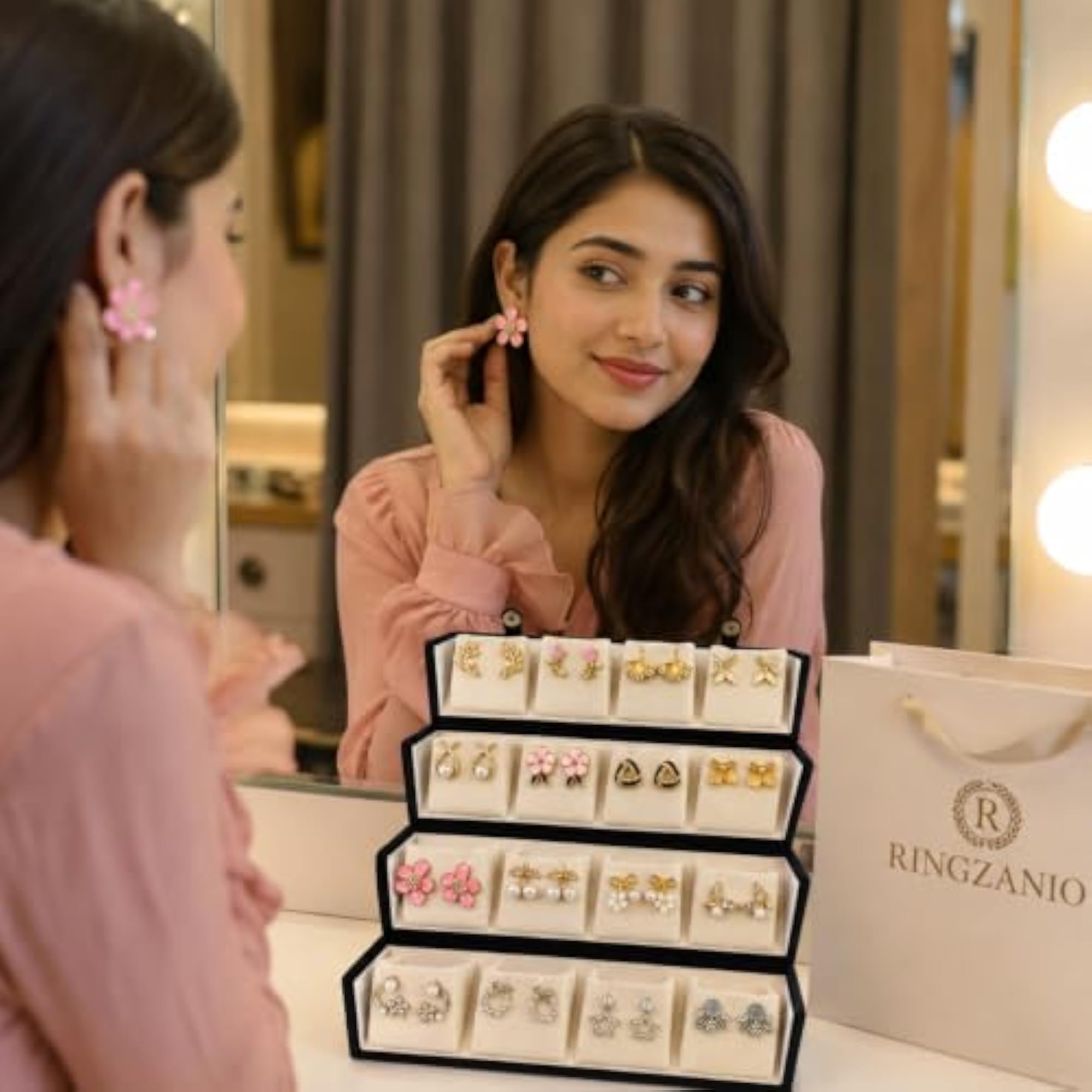 16 Pairs Anti Tarnish Earring Set with Stylish Organizer Box