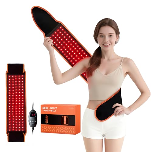 Upgraded Red Light Therapy for Body - 660nm & 850nm LED with Timer Red Light Belt for Muscle Pain Relief on Back Shoulder Waist - Wearable Infrared Wrap to Decrease Inflammation and Speed Healing