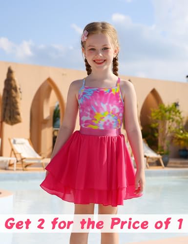 Girls Swimsuit One Piece Bathing Suit Sleeveless Swimwear Matching Skirts for Toddler Kids Swim Surfing2