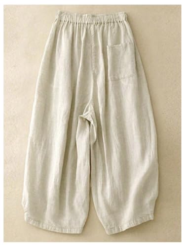 GORGLITTER Women's Barrel Pants Wide Leg Baggy Linen Drawstring Palazzo Harem Trouser Sweatpants Bottoms2