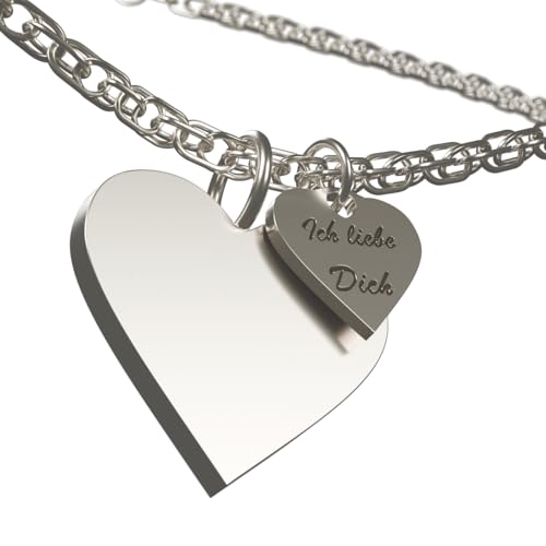 PRZTN Silber Kette Damen | Titan Edelstahl Ich Liebe Dich Kette für Damen | Elegante Herzkette Silber Geschenk für Weihnachten, Geburtstag, Jahrestag