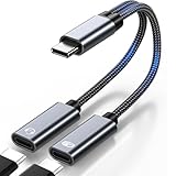 2in1 USB Type C 二股 ケーブル タイプC イヤホン変換 PD60W 高速充電 充電しながらイヤホンが使える type-c ポート増設 分岐 充電 2口 type-c 分配器 スプリッター DAC HIFI音質 ナイロン編み iPhone16/MacBookAir/Pro/i-Pad Pro/AndroidなどCタイプデバイスに適用