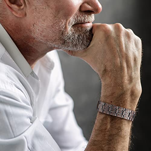 RainSo 99.99% Men Double Row Pure Copper Magnetic Bracelet for Men 3500 Gauss with Gift Box Adjustable2