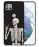 GMJzzx Moto One 5G Ace Case,Cool Skull Skeleton Soft TPU Phone Case for Girls Women,Funny Human Skel