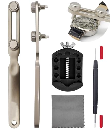 TICFROG Watch Case Back Remover Tool, Adjustable Watch Wrench for Threaded Back Covers Watchmaker Repair Kit for Battery Replacement