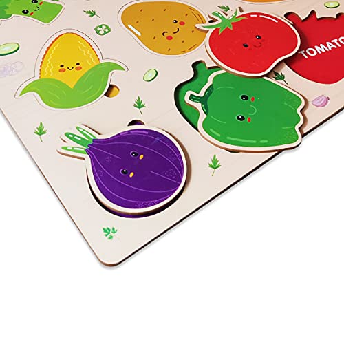 Image of Webby Wooden Vegetables Montessori Educational Pre-School Puzzle Board Toy For Boys And Girls, Kid