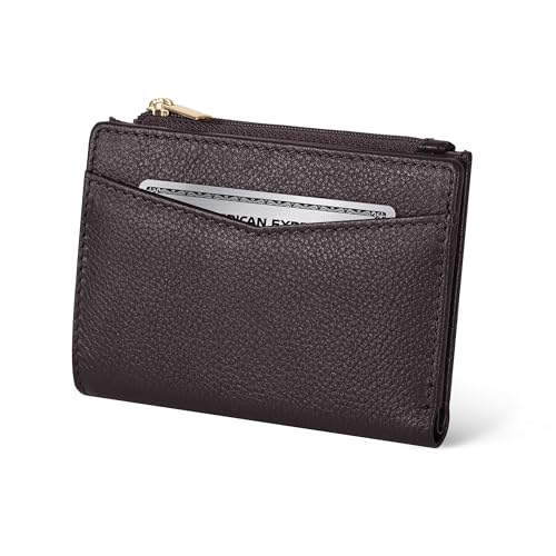 Image of Oak Leathers Leather Wallet For Women - Small RFID Coin Purse Credit Card & ID Holder for Ladies, Gift for Women's, Bifold Wallets (Nappa Brown)