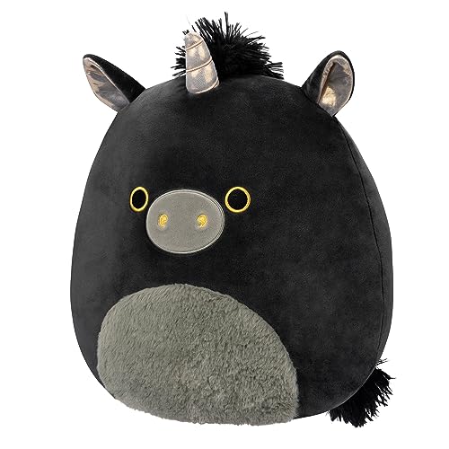 Image of Squishmallows Original 12-Inch Nicolita Black and Gold Unicorn - Medium-Sized Ultrasoft Official Jazwares Plush