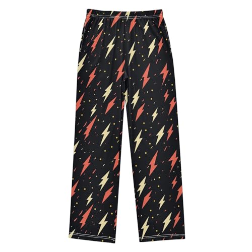 Boys' Pants Orange Lightning Bolt Dots Long Bottoms Jogger Pants Elastic Waist Trousers with Pockets S-XL