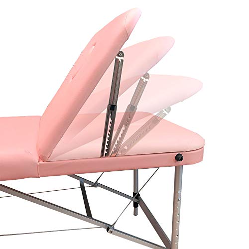ANGEL USA 3-Section Aluminum 84"L Portable Massage Table Facial SPA Bed Tattoo w/Free Carry Case (Sakura Pink)