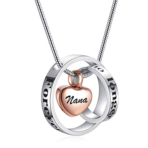 Solid Free Custom Engravble Bereavement Heart Urn Necklace Locket for Dad Mom Nana Papa Name Engraved Memorial Keepsake Cremation Pendant for Human Pet Ashes,Rose Gold