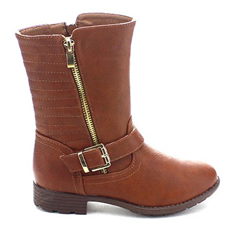 Betsie-1 Girl's Side Zip Buckle Strap Mid Calf Boots2