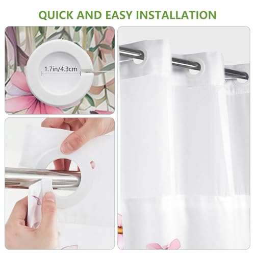 Rideau de douche imperméable avec doublure à clipser et maille transparente