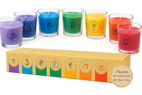 Chakra Scented Candles Gift Set, Natural Soy Wax Aromatherapy Candles