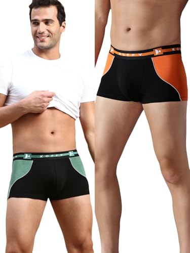 Image of KOFFY Pliable Cotton Modal Colorblocked Mini Trunk with Seamless Waistband