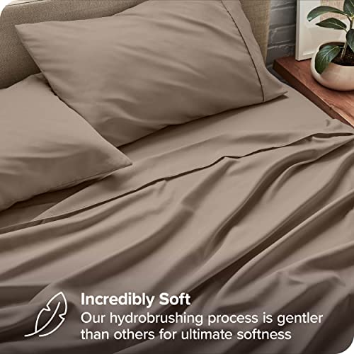 Bare Home Split King Sheet Set - 1800 Ultra-Soft Microfiber Split King Bed Sheets - Double Brushed - Deep Pockets - Easy Fit - 5 Piece Set - Bedding Sheets & Pillowcases (Split King, Taupe)