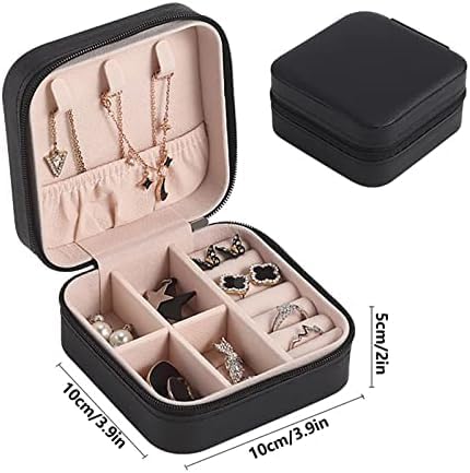 Necessaire Mini Porta Joias Portátil Estojo Com Zíper (Preto)
