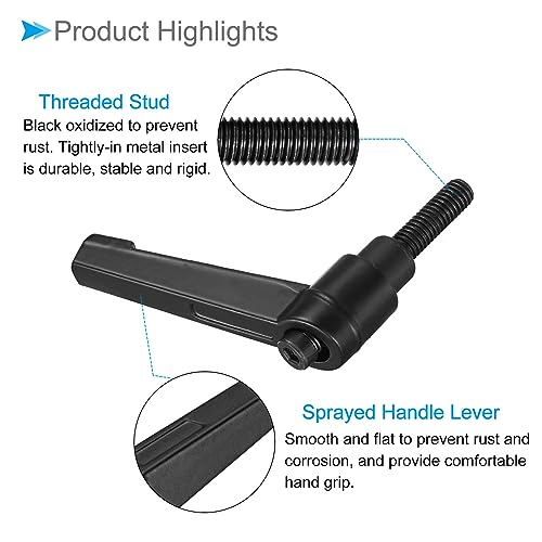 Image of Clamping Lever Handles, M6 x 20mm Male Thread, Adjustable Quick Release Locking Rotating Bolt Knobs Black - (Applications: for Lathe Machinery), 3-Pieces