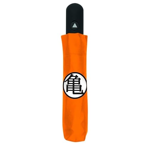 Abystyle Dragon Ball Z Goku Kame Symbols 11" X 2" Black Orange Semi-Automatic Portable Folding Umbrella With Matching Carrying Pouch Dbz Merch Anime Manga Gift #TOP3