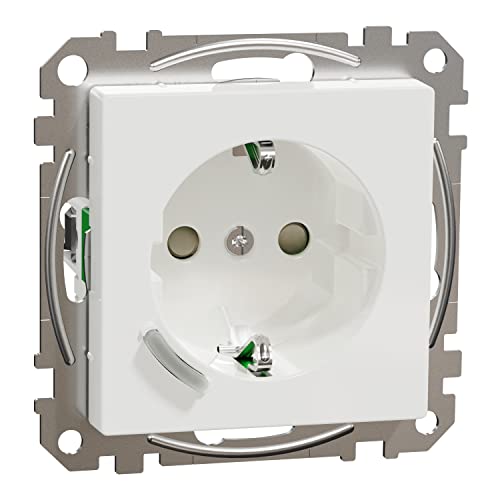 Schneider Electric Wiser Connected Schuko Socket 16A TPB Active White System M, enchufe inteligente, compatible con Amazon Alexa y Google Home, enchufe WiFi Smart Home