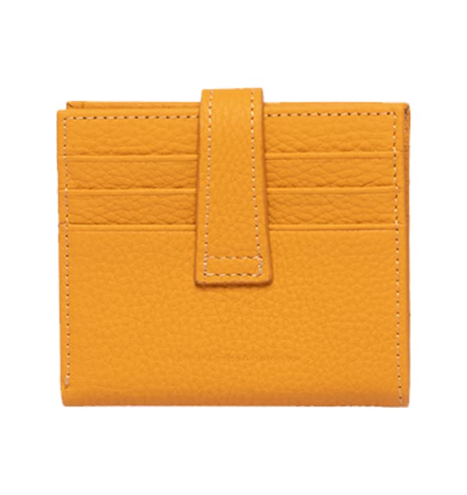 grande 3803 Genuine Leather Card Holder For Women and Men Slim Minimalist Card Case Small Snap Wallet (Yellow)2