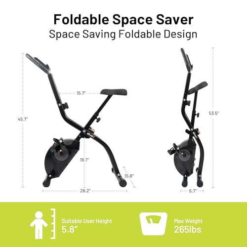 Image of ATIVAFIT 5-in-1 Foldable Exercise Bike for Home, Upright & Recumbent Indoor Bike with 16-Level Magnetic Resistance, Resistance Bands, Quiet Cardio, Adjustable Seat